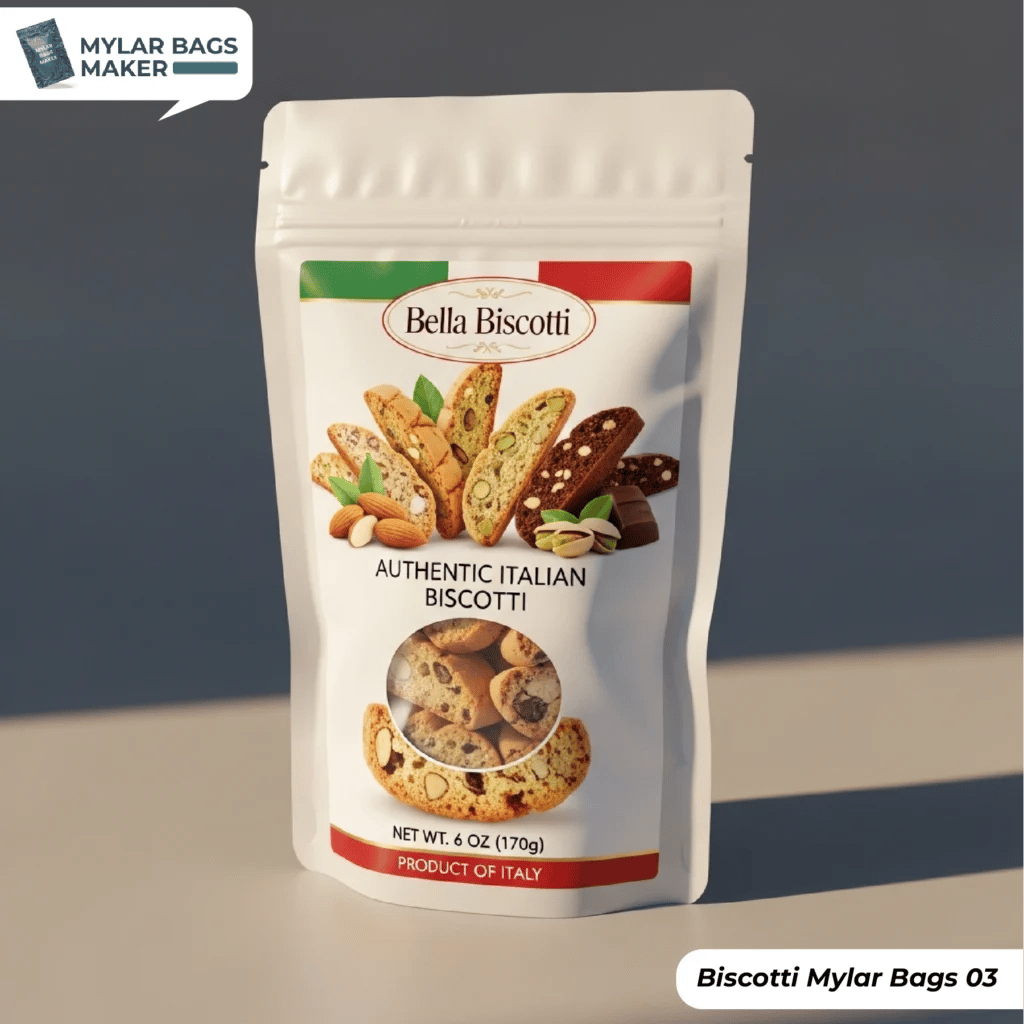 Custom Biscotti Mylar Bags Preserve Freshness and Flavor